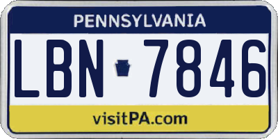 PA license plate LBN7846