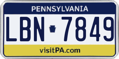 PA license plate LBN7849