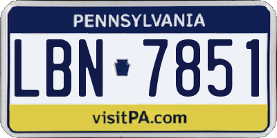 PA license plate LBN7851