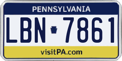 PA license plate LBN7861