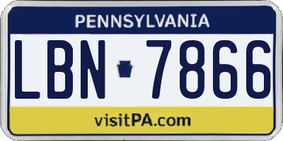 PA license plate LBN7866
