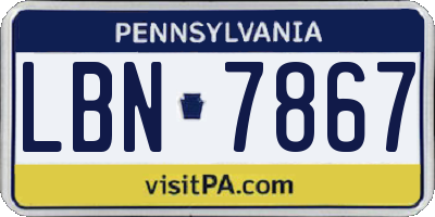 PA license plate LBN7867