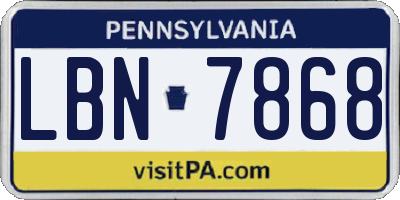 PA license plate LBN7868