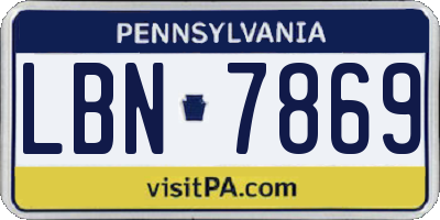 PA license plate LBN7869