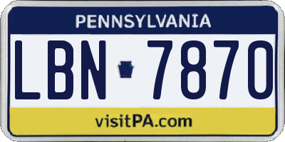 PA license plate LBN7870