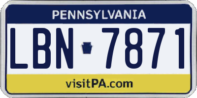 PA license plate LBN7871
