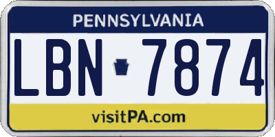 PA license plate LBN7874