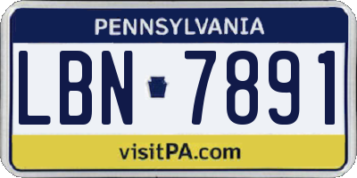 PA license plate LBN7891