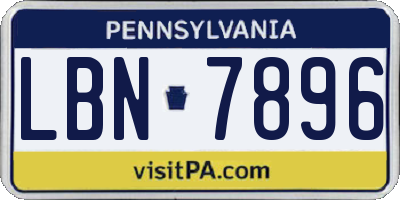PA license plate LBN7896