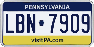 PA license plate LBN7909
