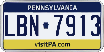 PA license plate LBN7913