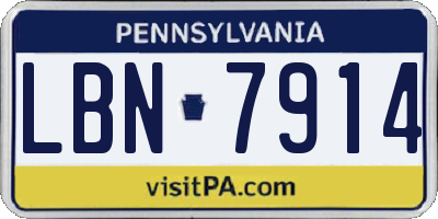 PA license plate LBN7914