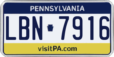 PA license plate LBN7916