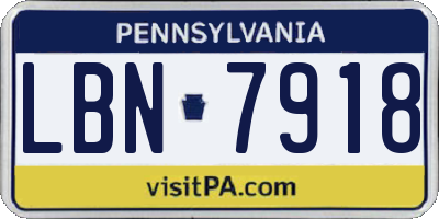 PA license plate LBN7918