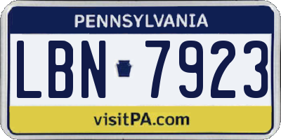 PA license plate LBN7923