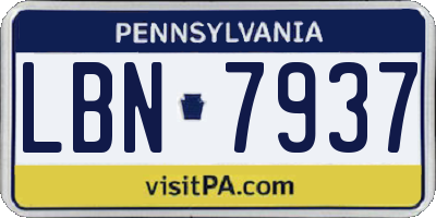 PA license plate LBN7937