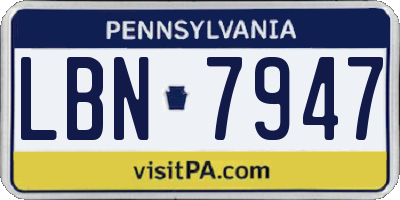 PA license plate LBN7947