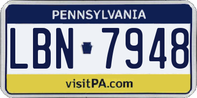 PA license plate LBN7948