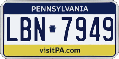 PA license plate LBN7949