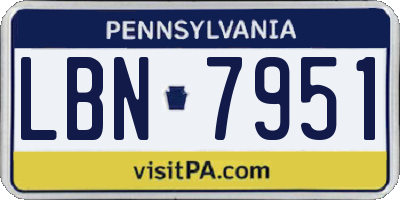 PA license plate LBN7951