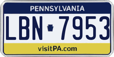 PA license plate LBN7953