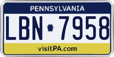 PA license plate LBN7958