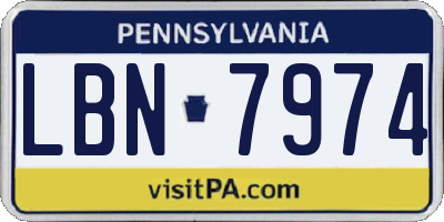PA license plate LBN7974