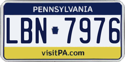 PA license plate LBN7976