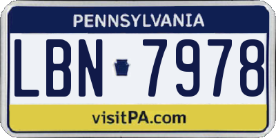 PA license plate LBN7978