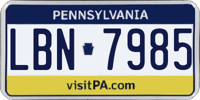 PA license plate LBN7985
