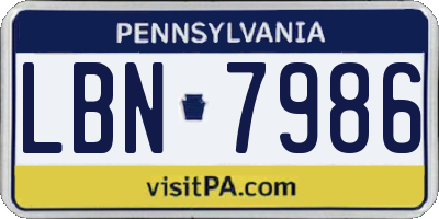 PA license plate LBN7986