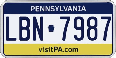 PA license plate LBN7987