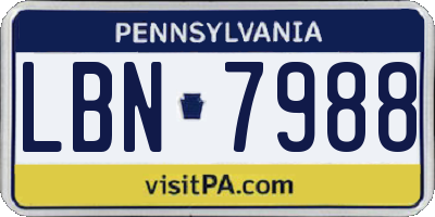PA license plate LBN7988