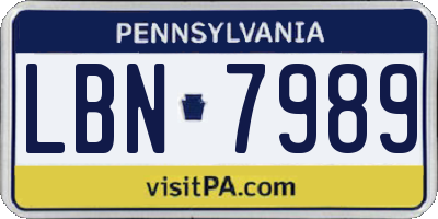 PA license plate LBN7989