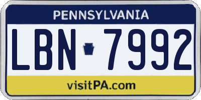 PA license plate LBN7992
