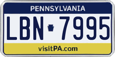 PA license plate LBN7995
