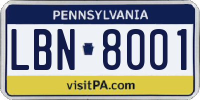 PA license plate LBN8001