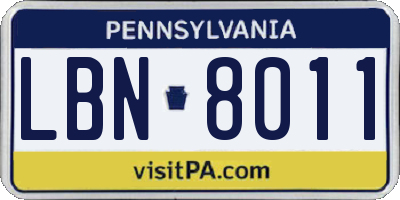 PA license plate LBN8011