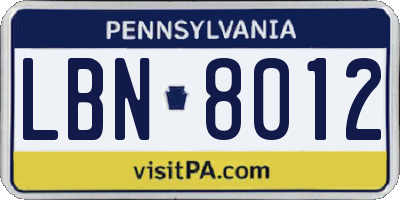 PA license plate LBN8012
