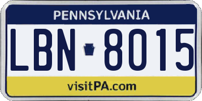 PA license plate LBN8015