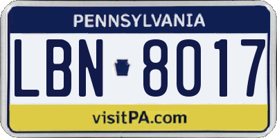 PA license plate LBN8017