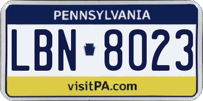 PA license plate LBN8023