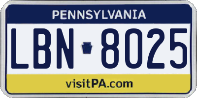 PA license plate LBN8025