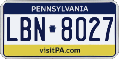 PA license plate LBN8027