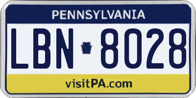 PA license plate LBN8028