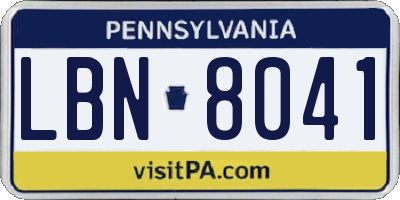 PA license plate LBN8041