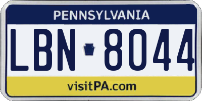 PA license plate LBN8044