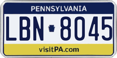 PA license plate LBN8045