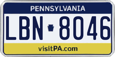 PA license plate LBN8046