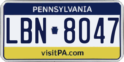 PA license plate LBN8047